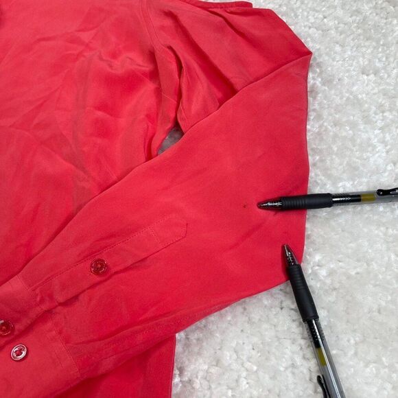 Equipment Femme Silk Button Down Cold Shoulder Blouse Pink FLAWS - Picture 4 of 11